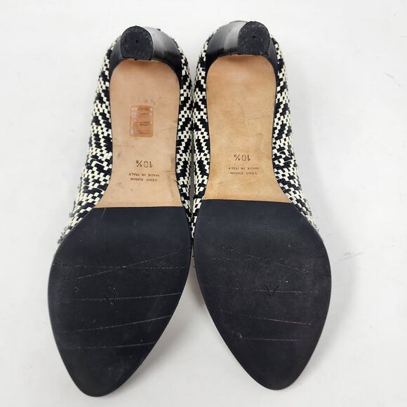 AQUATALIA Pumps Women 10.5 Woven Jute Black Leather Trim Stilettos Made in Italy - Picture 8 of 9